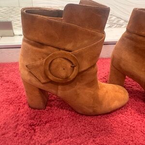 Nine West Brown Suede Ankle Boots with Buckle